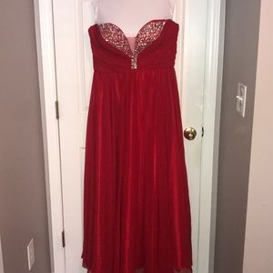Long red Corset Back prom dress